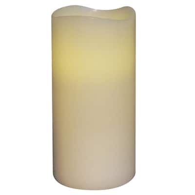 6" Off White B/O Flameless Flickering Vanilla Wax Pillar Candle