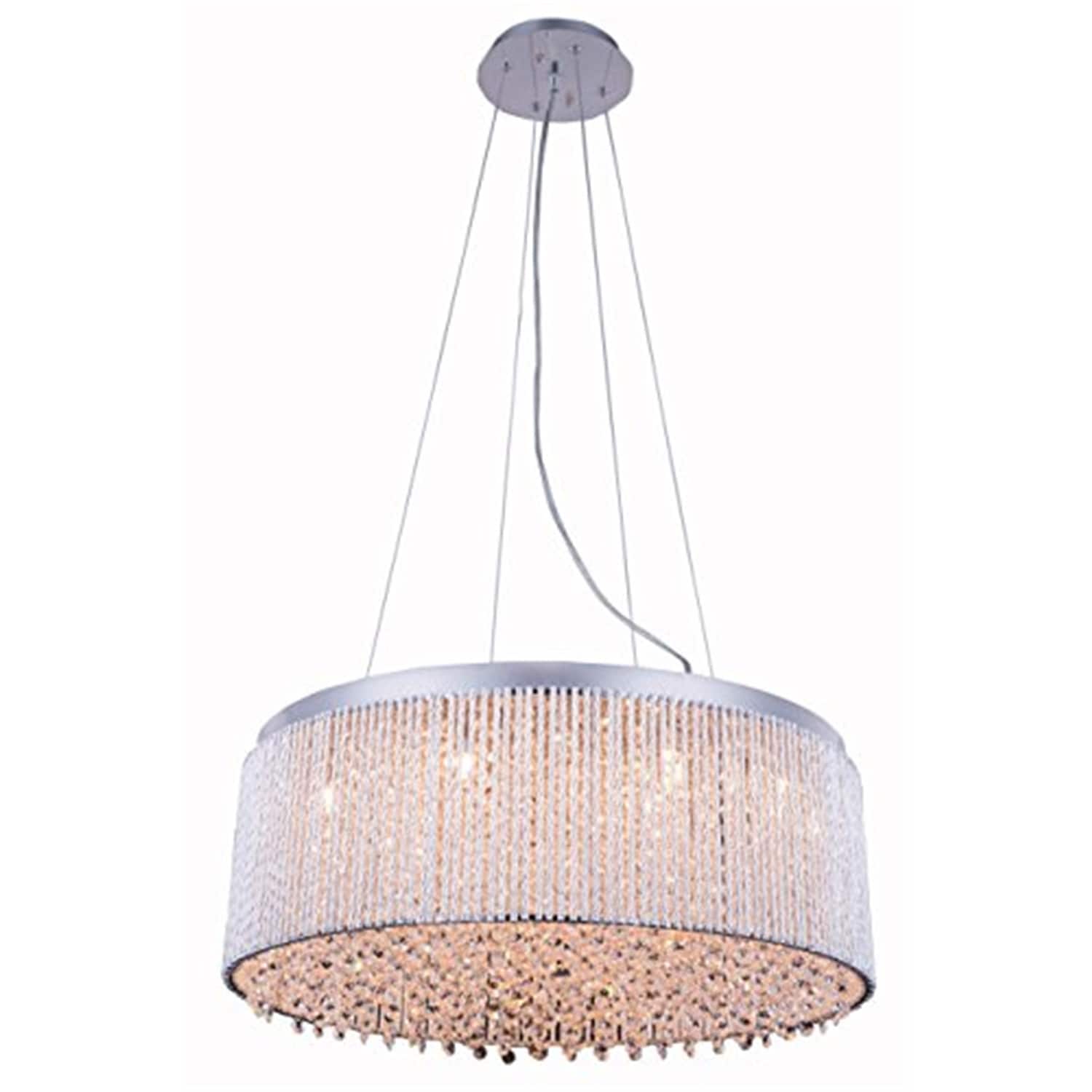 14-Light Chrome Pendant Light - Crystal Chandelier for Dining Room, Bedroom, Entryway - 80