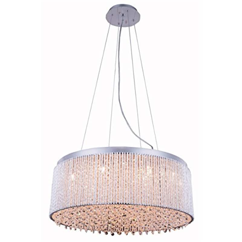 14-Light Chrome Pendant Light - Crystal Chandelier for Dining Room, Bedroom, Entryway - 80