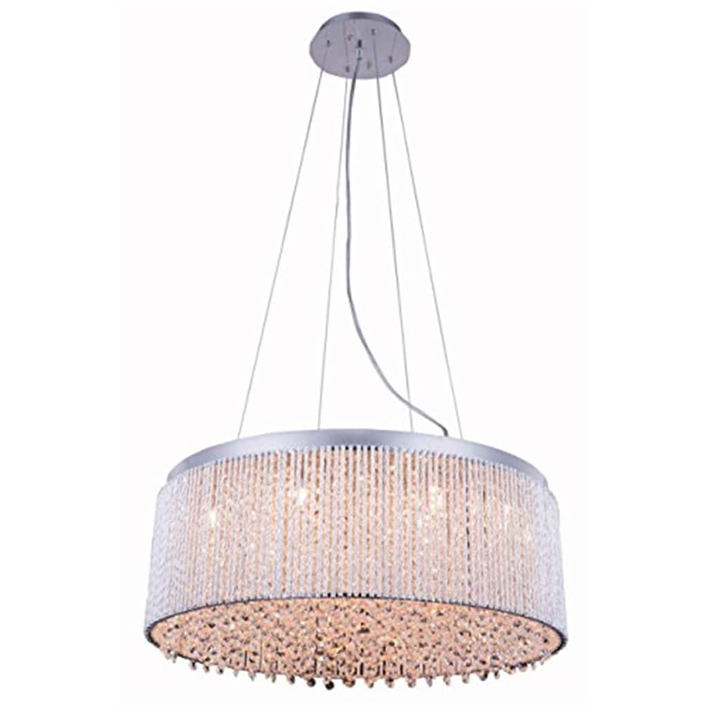 14-Light Chrome Pendant Light - Crystal Chandelier for Dining Room, Bedroom, Entryway - 80