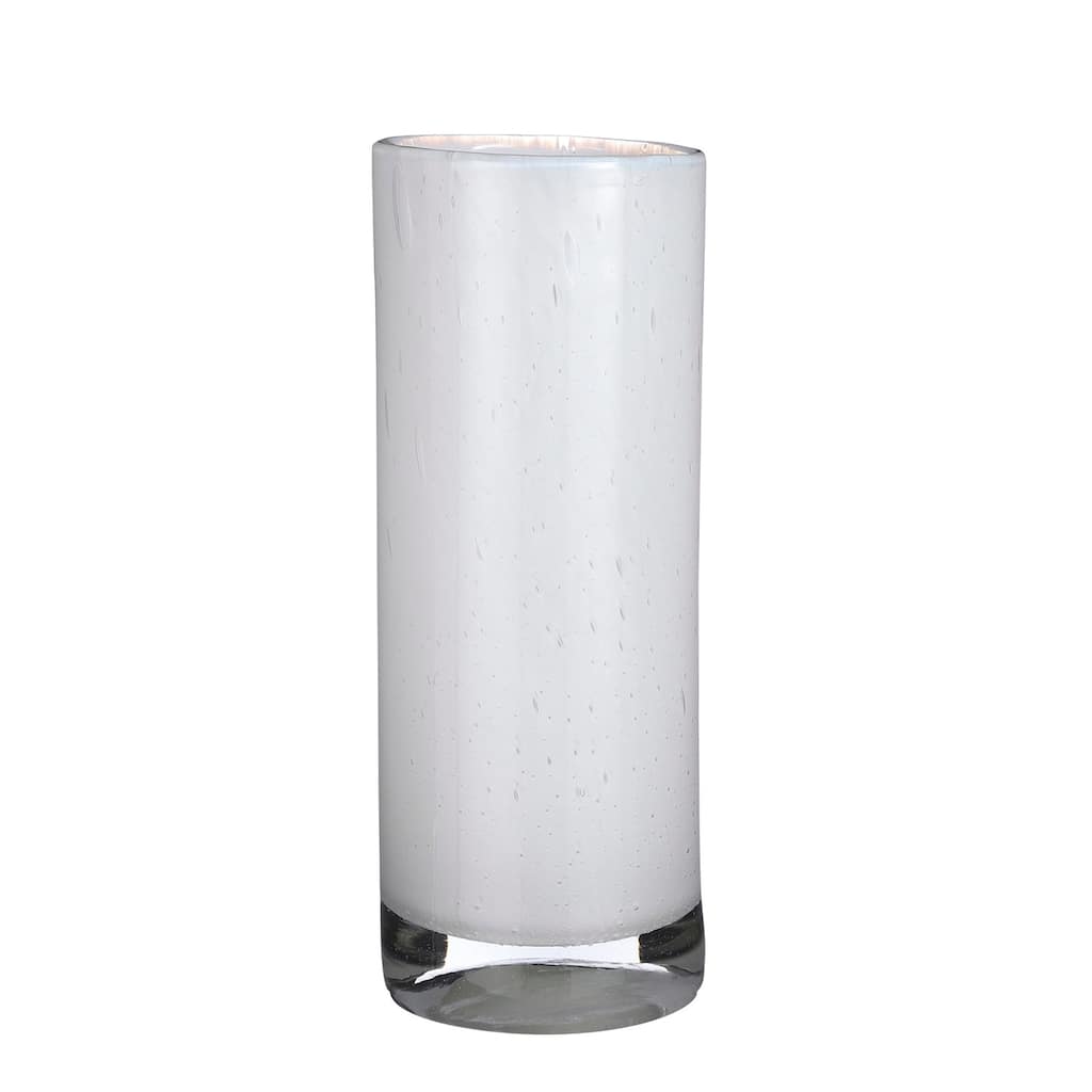 Tall Estelle Vase Cylinder Glass White -ST