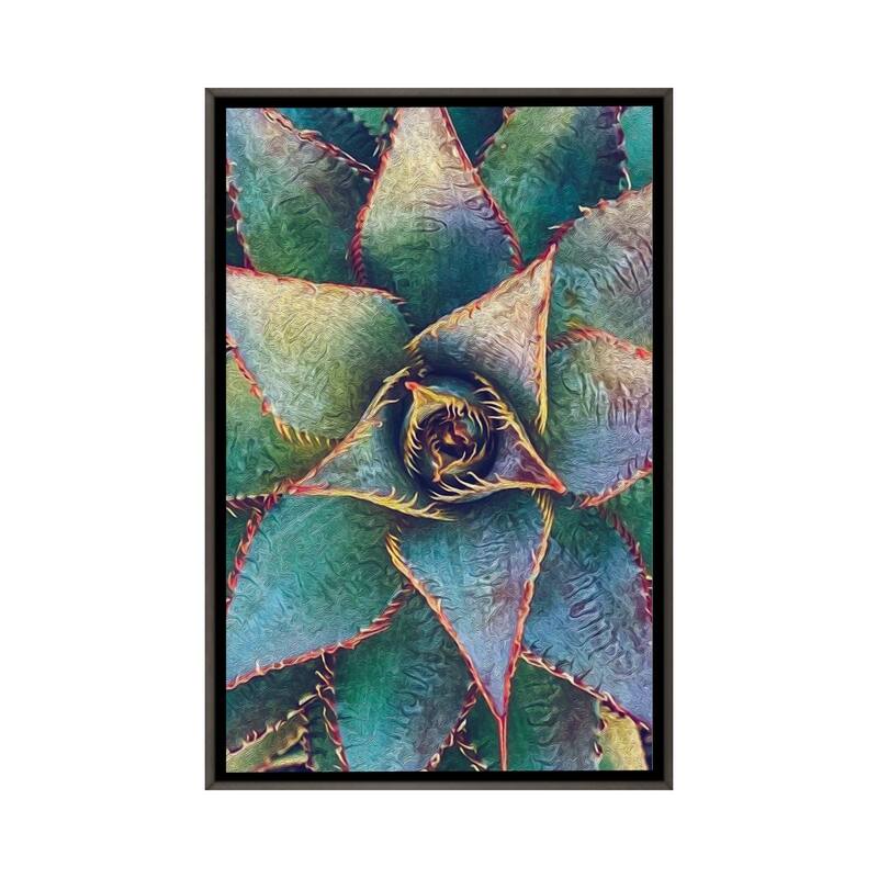 iCanvas "Mexican Agave" by Ievgeniia Bidiuk Framed - Charcoal - 26x18