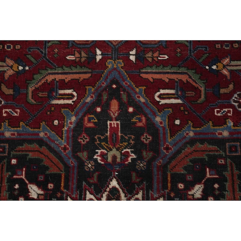 Hand Knotted Oriental 100% Wool Carpet Traditional Medallion Red Heriz Area Rug - 10' 7'' X 7' 5''