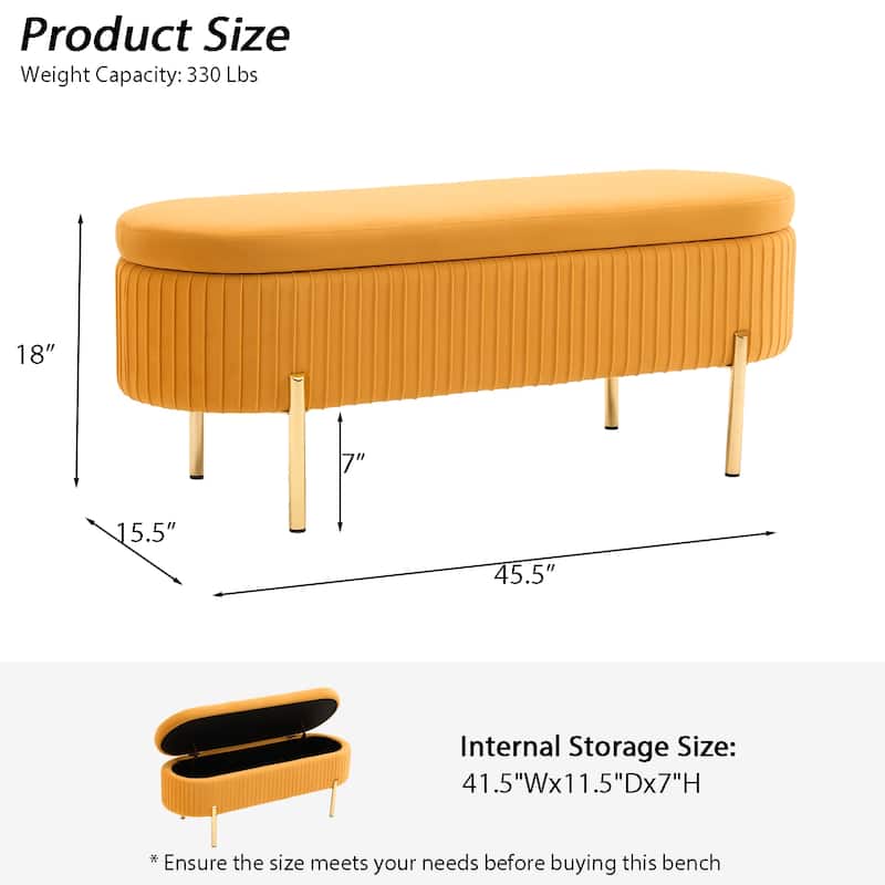 Velvet Storage Bench for Bedroom