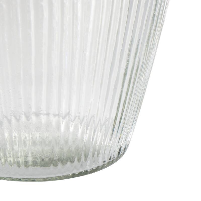 Clear Glass Ribbed Decorative Vase
