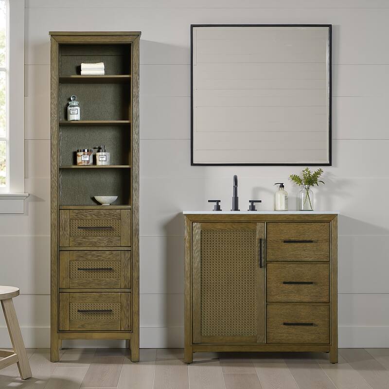 Winslow 16-28 Inch Open Shelving Bath Storage Cabinet
