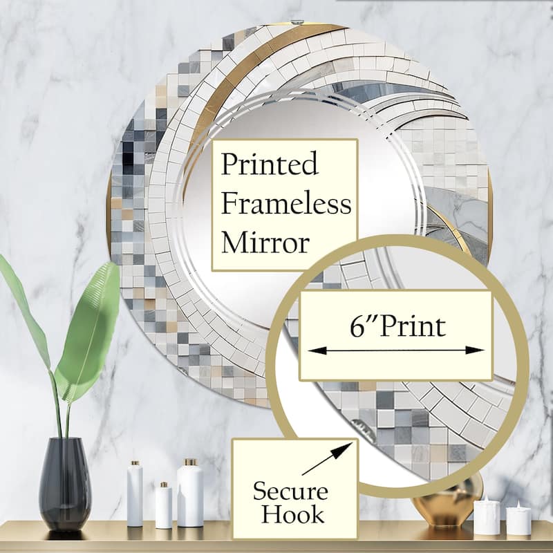Designart "Grey and Yellow Mosaic II" Abstract Shapes Modern Wall Mirror