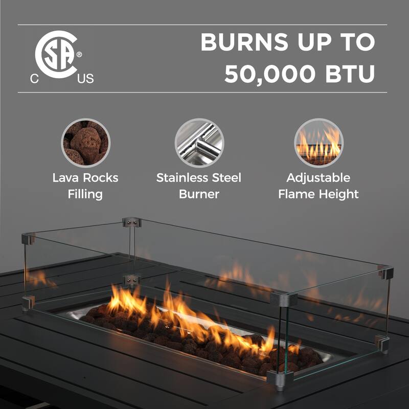 4 Pcs Patio Furniture Set with Propane Firepit