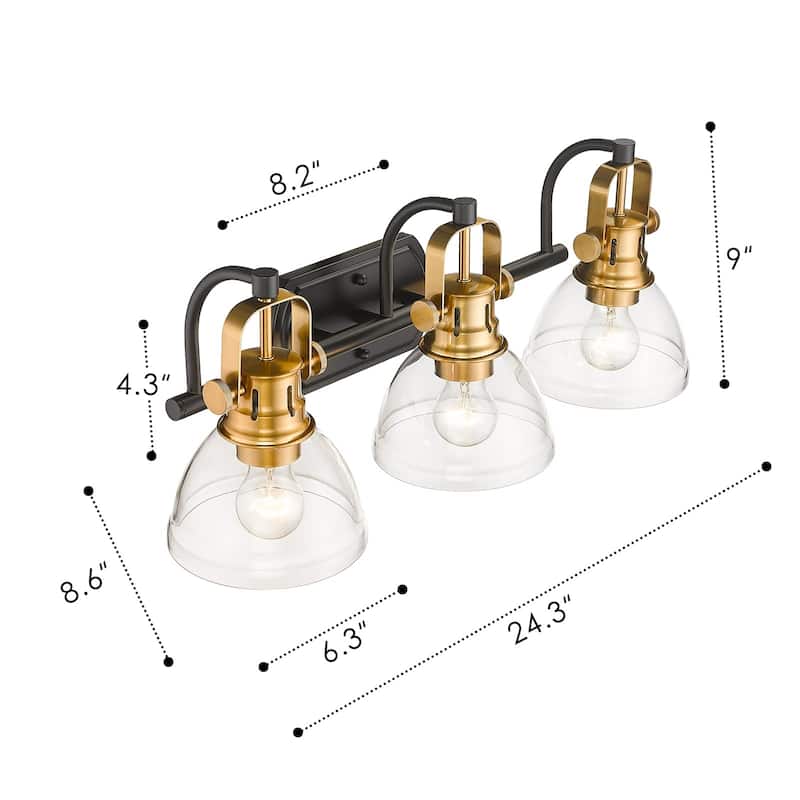 3-Light 4-Light Industrial Bathroom Vanity Light with Clear Glass