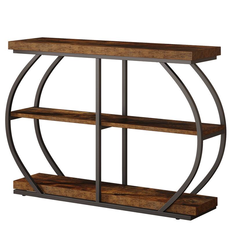 41.3" Industrial 3-Tier Entryway Console Table with Arched Metal Frame for Living Room, Hallway