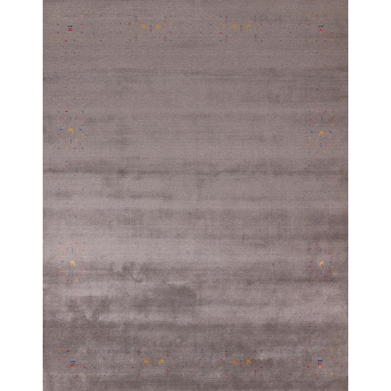 Gray Gabbeh Indian Area Rug Handmade Tribal Wool Carpet - 8'3" x 10'0"