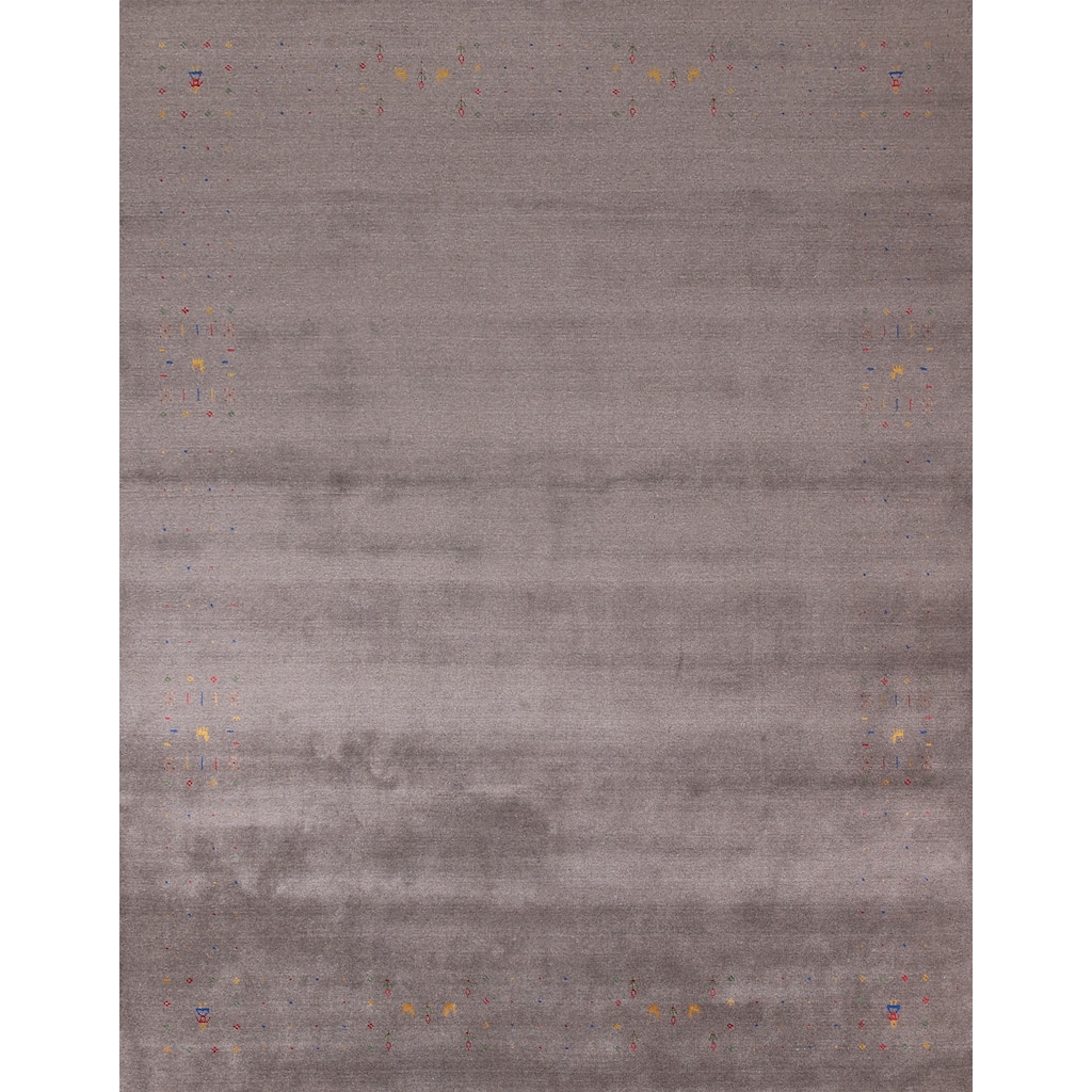 Gray Gabbeh Indian Area Rug Handmade Tribal Wool Carpet - 8'3" x 10'0"