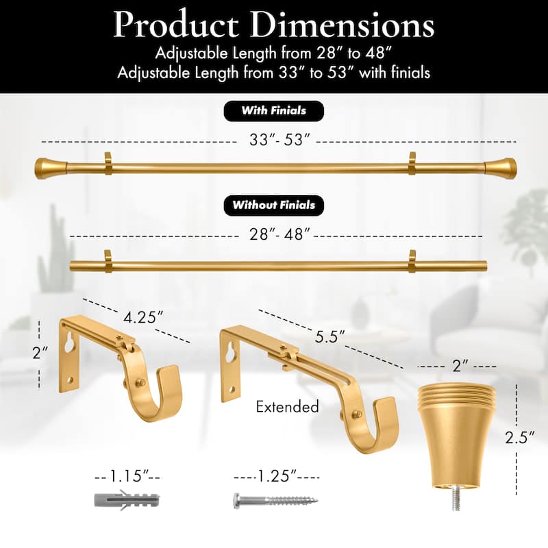 Meriville 1-Inch Diameter Ardmore Single Window Curtain Rod