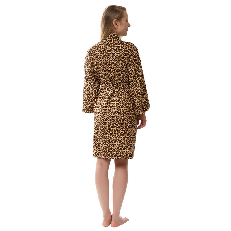 Leopard Robe, Women's Leopard Robe Knee Length
