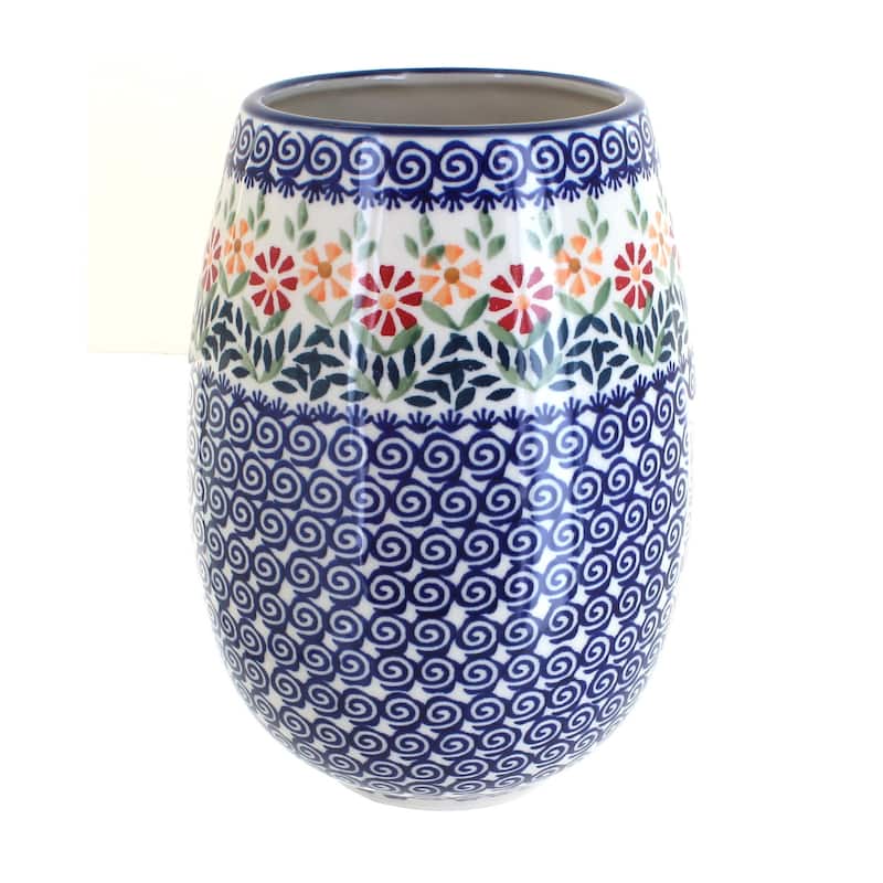 Blue Rose Polish Pottery W020 Manufaktura Vase - Garden Bouquet