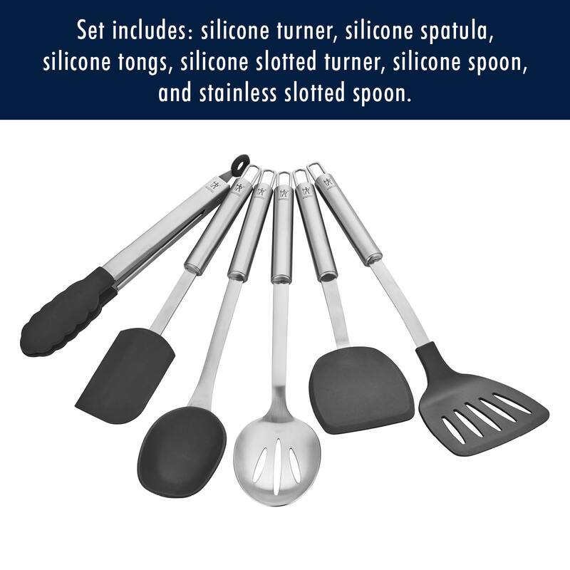 Henckels Cooking Tools 6-PC Kitchen Gadgets Sets with Spatula, Tongs, Cooking Spoon, 18/10 STAINLESS STEEL