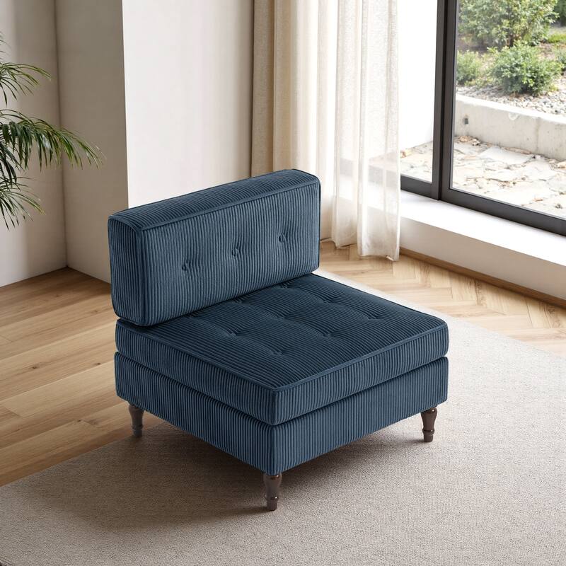 Modular Corduroy Armless Chair Upholstered Lounge Sofa