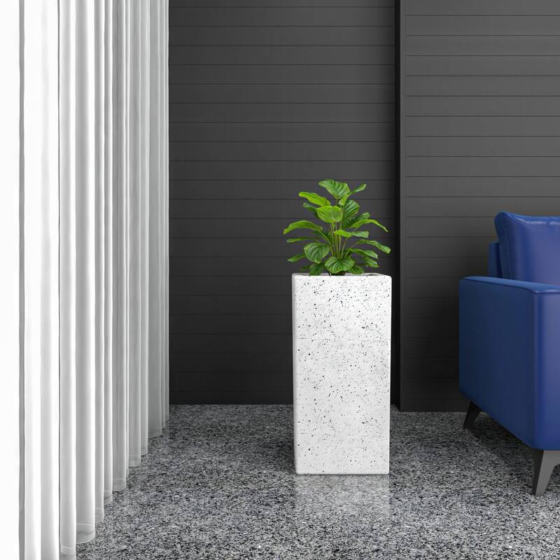 Modern Tall Square in Fiberstone and MGO Clay Planter Terra Series