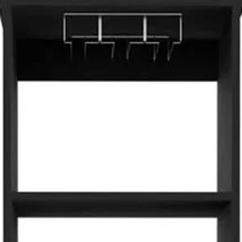 HomeRoots 63" Black Wood Bar Cabinet With Two Drawers