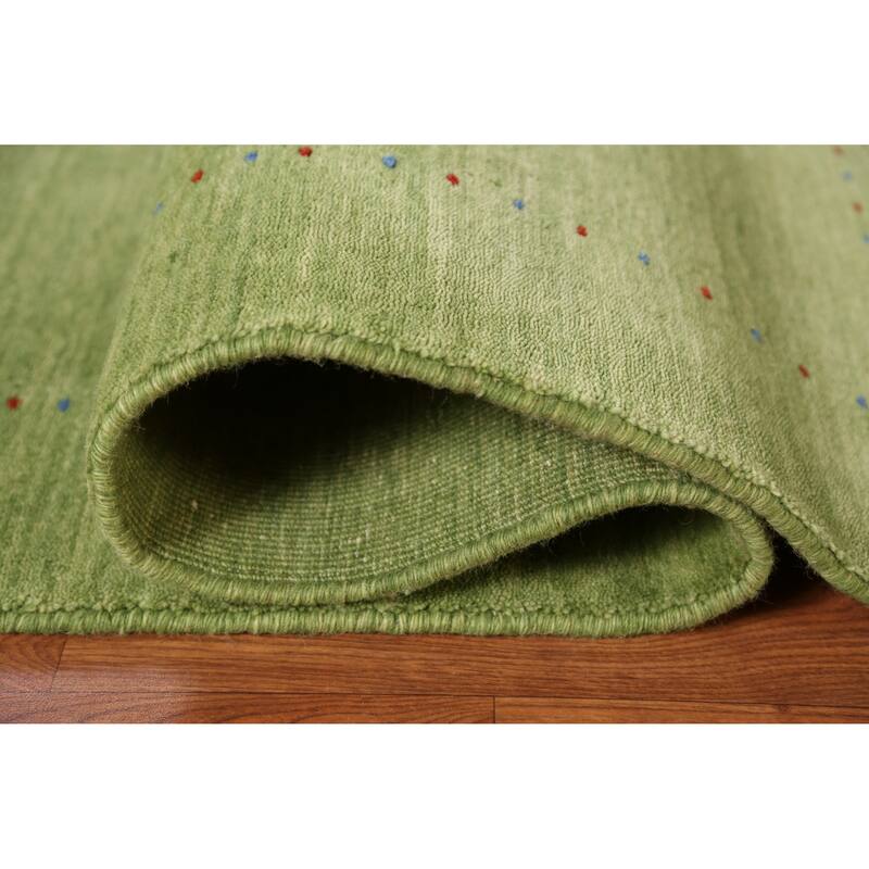 Hand Knotted Oriental 100% Wool Carpet Tribal Animal Pictorial Green Gabbeh Area Rug - 7' 7'' X 5' 3''