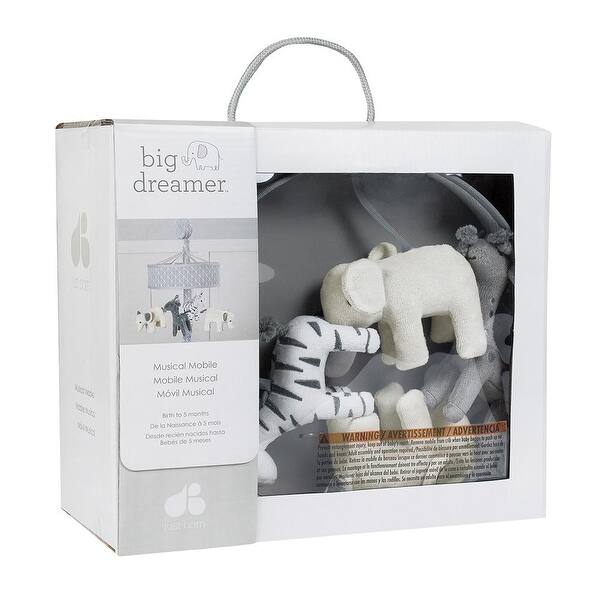 Shop Just Born Little Dreamer Musical Crib Mobile Grey Elephant