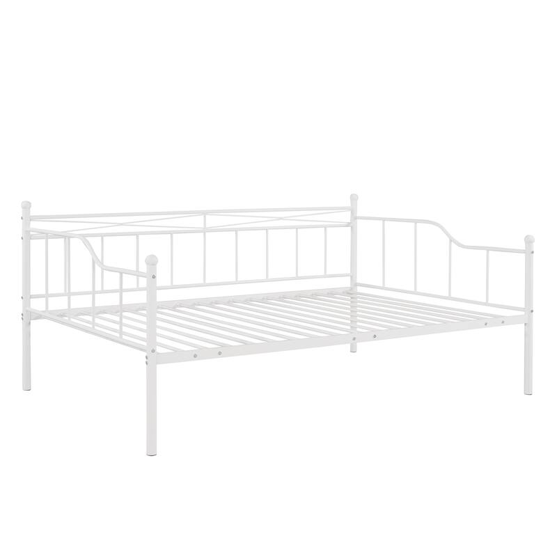 Full Size Metal Daybed with Twin Size Adjustable Trundle Bed Bath