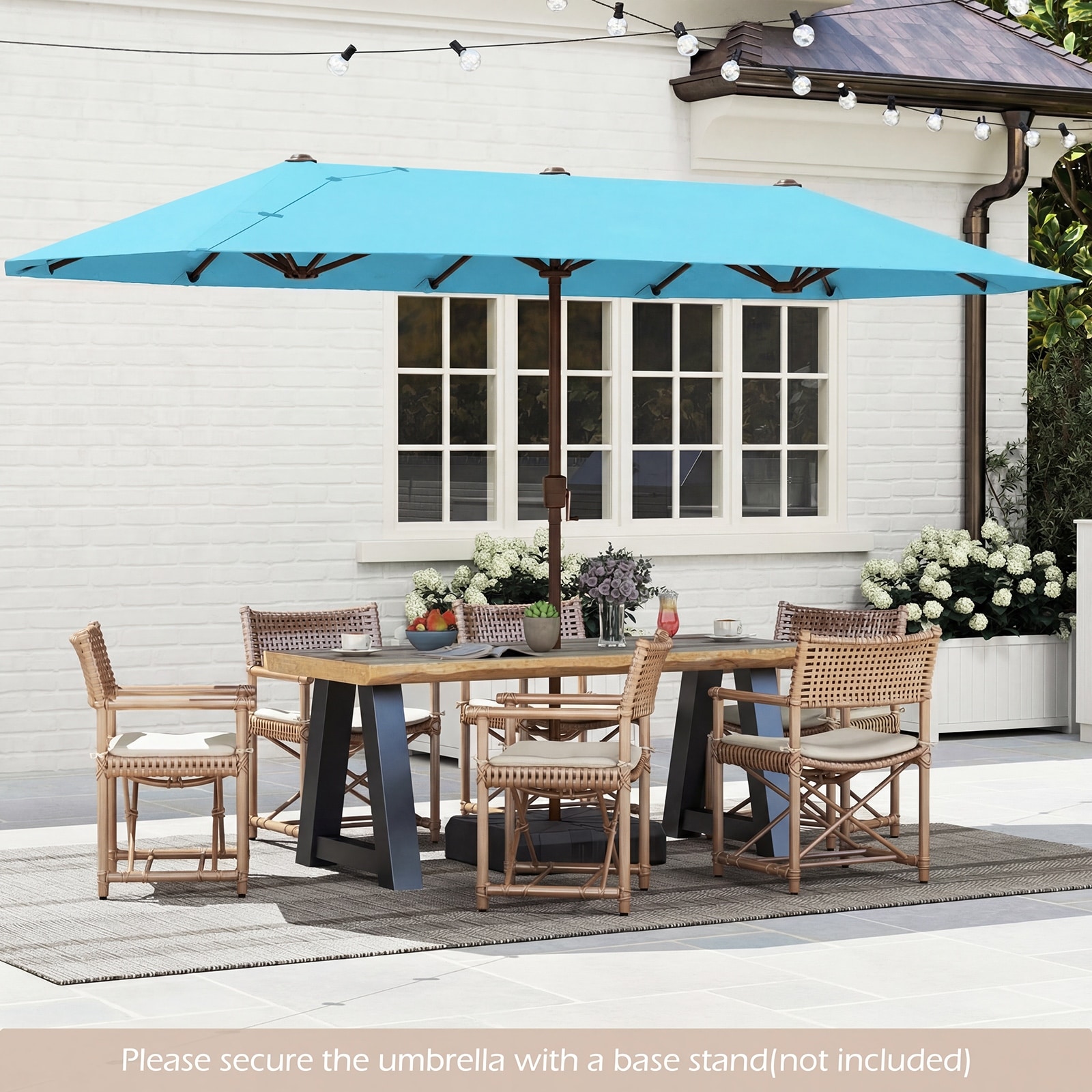 13 foot market patio umbrella MFSTUDIO 13ft Outdoor Umbrella, Double Sided Large Rectangular Table Twin Triple Rectangle Umbrellas with Crank Handle for Outside Picnic Backyard Deck Pool (no base) : Patio, Lawn Sunshine Valley is more than just a furniture brand Gymax 13 FT Large Patio