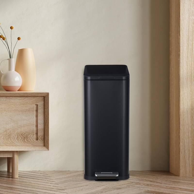 13.2 Gallon Slim Trash Can with Lid Soft Close for Bedroom, Office, Kitchen