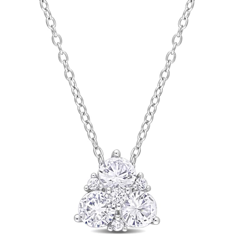 Miadora 1 1/2ct TGW Created White Sapphire Drop Necklace Sterling Silver