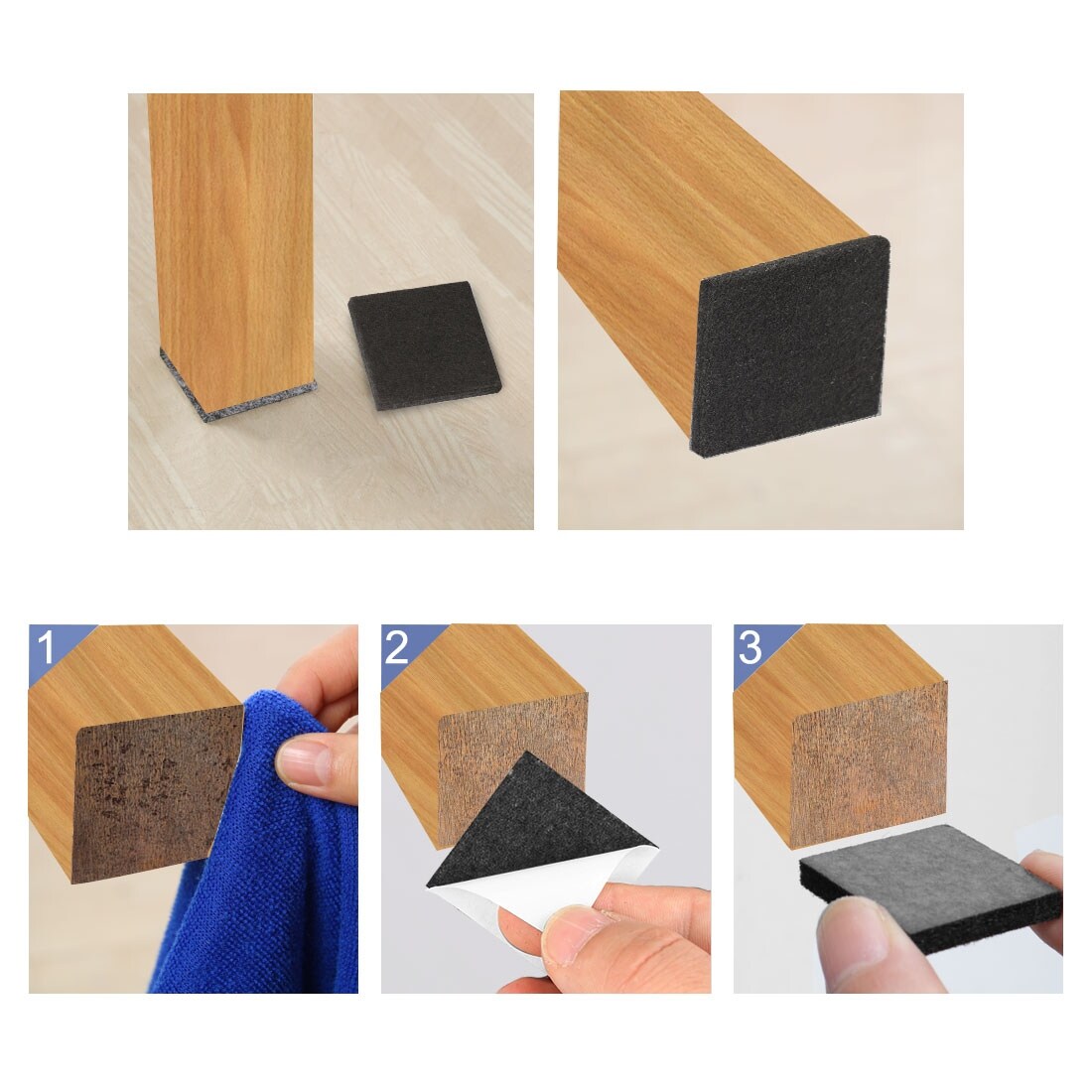 40pcs Furniture Pads Square 1 5 8 Self Stick Non Slip Anti Scratch Felt Pads For Chair Feet Floor Protector Black