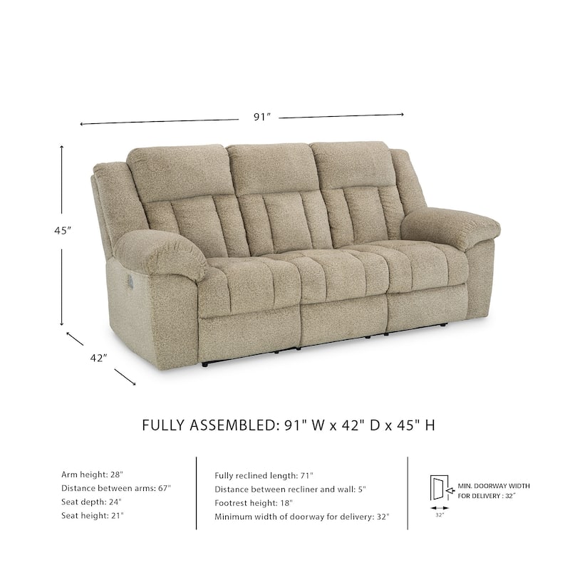 Signature Design by Ashley Tip-Off Power Reclining Sofa - 91"W x 42"D x 45"H