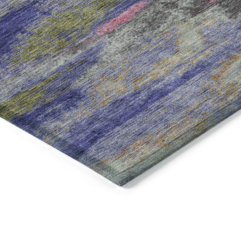 Machine Washable Indoor/ Outdoor Abstract Modern Chantille Rug