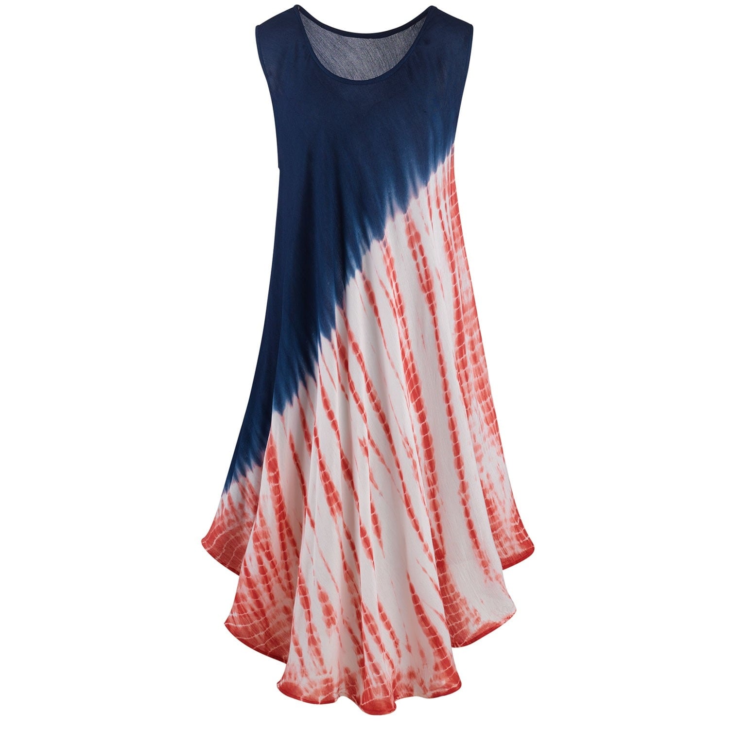 red white and blue tie dye dress