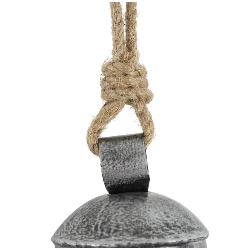 Metal Tibetan Inspired Decorative Cow Bells with Jute Hanging Rope - Set of 3 - Roche River Decor