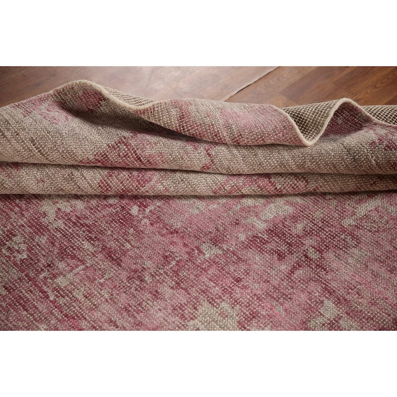 Pink Modern Abstract Area Rug Hand-Knotted Wool Carpet - 7'11"x 9'8"