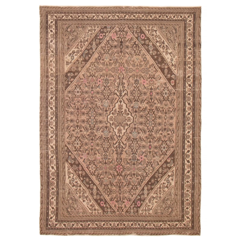 ECARPETGALLERY Hand-knotted Antalya Vintage Tan Wool Rug - 6'7 x 9'5 - Tan - 6'7 x 9'5