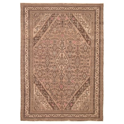 ECARPETGALLERY Hand-knotted Antalya Vintage Tan Wool Rug - 6'7 x 9'5