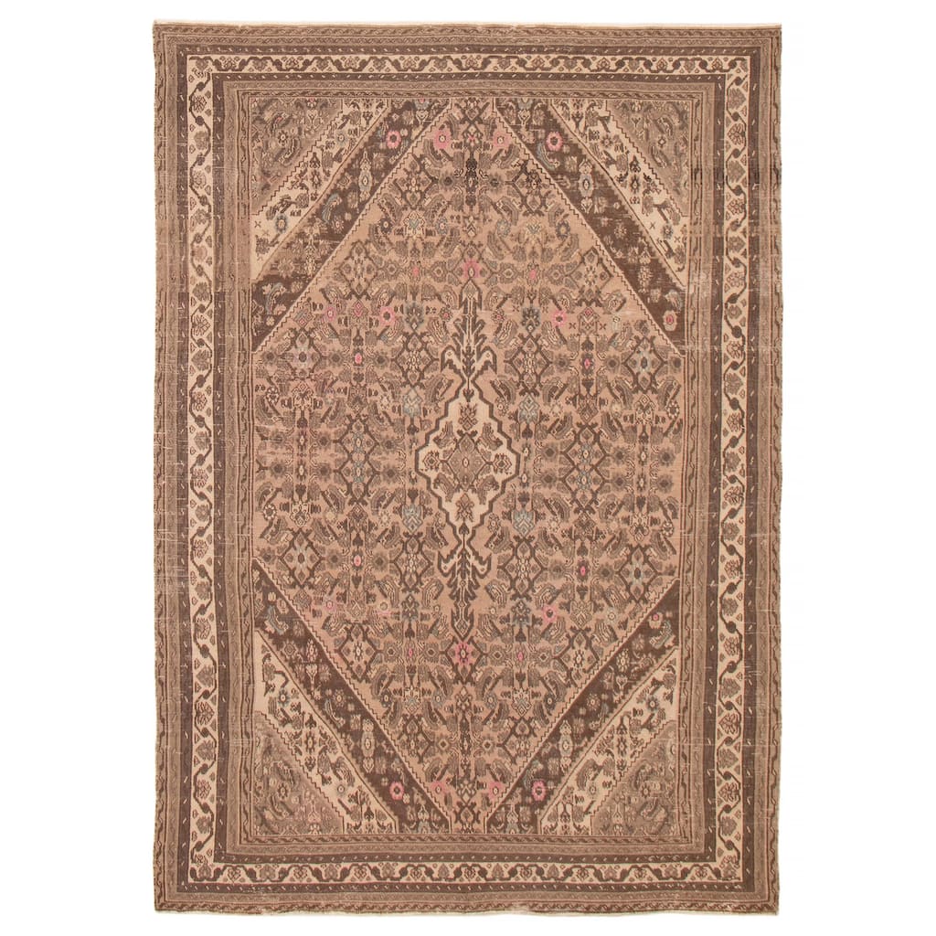 ECARPETGALLERY Hand-knotted Antalya Vintage Tan Wool Rug - 6'7 x 9'5