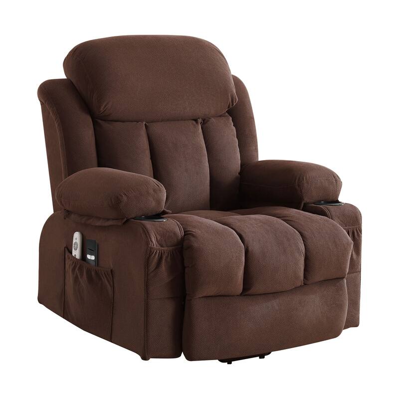 Power Lift Velvet Recliner Chair w/Heat and Massage & USB Charge Port