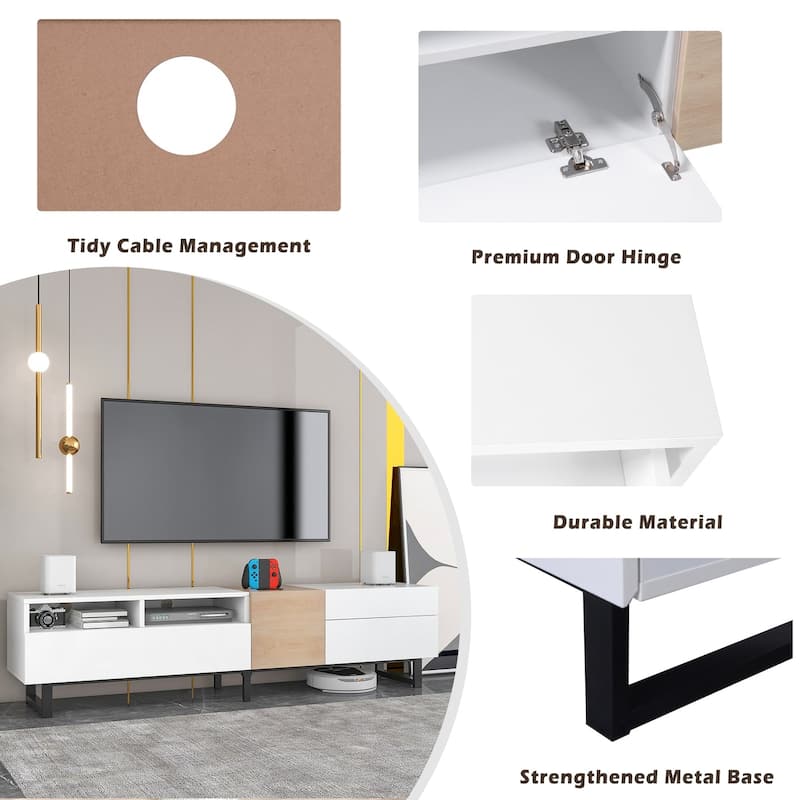 Double Storage Space Modern TV Stand - 70.90" x 15.00"