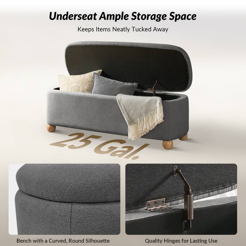 Felipe Modern Storage Bench with Solid Wood Legs by HULALA HOME
