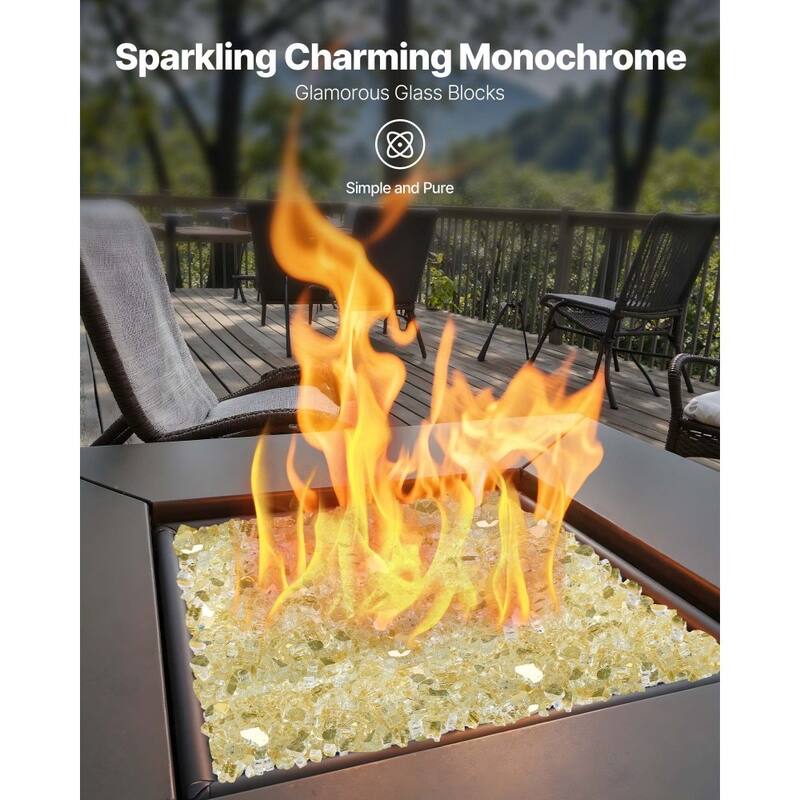 Gold Tempered Crushed Glass Fire Pit Glass Rocks 10 lbs Heat Resistant - 1/2 inch