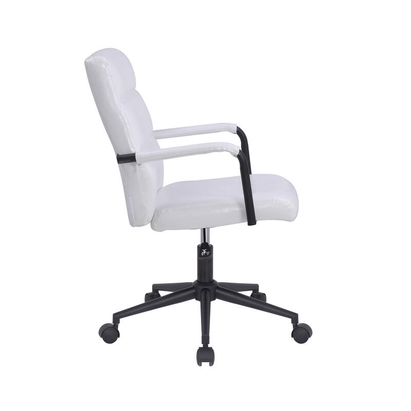 Porthos Home Pei Office Chair, Tufted PU Leather, Steel Swivel Base
