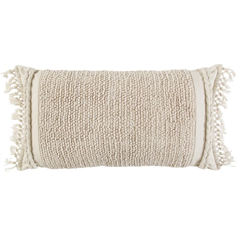 Rizzy Home Striped Macramé Throw Pillow - Natural - Cover Only