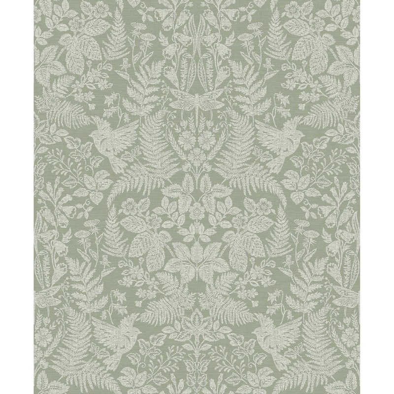 Loxley Leaf Textured Eco-Foam Wallpaper – 396in x 20.8in - Sage Green