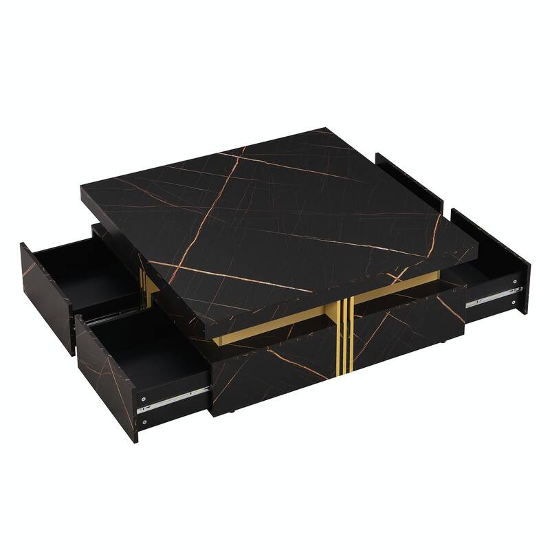Modern Square Storage Coffee Table With 4 Drawers