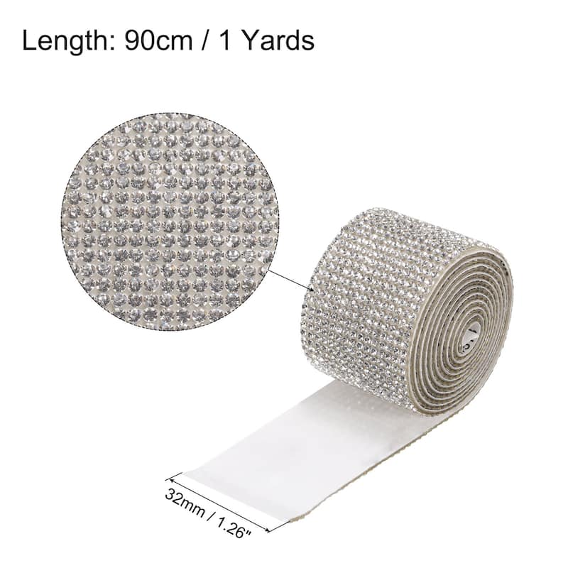 1 Yard 32mm Self Adhesive Crystal Ribbon - 1 Yard x 1.26 Inch