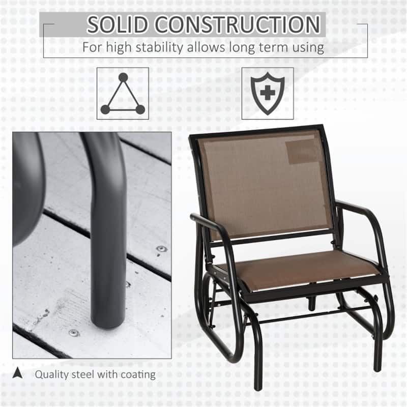 Comfortable Outdoor Glider Chair with Steel Frame and Weather-Resistant Mesh Curved Armrests - 29.5" W x 26" D x 33.5" H