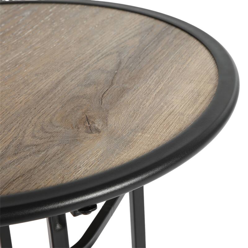 Patio Bar Table and Swivel Chairs Set with Metal Frame (Set of 3)
