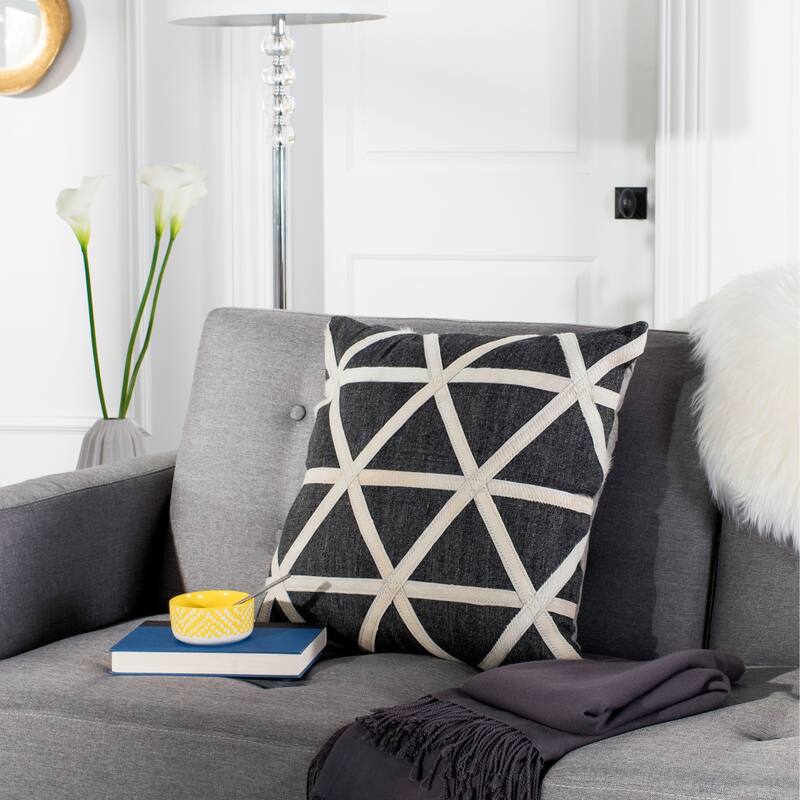 SAFAVIEH Viola Grey/ White Cowhide 20-inch Decorative Pillow